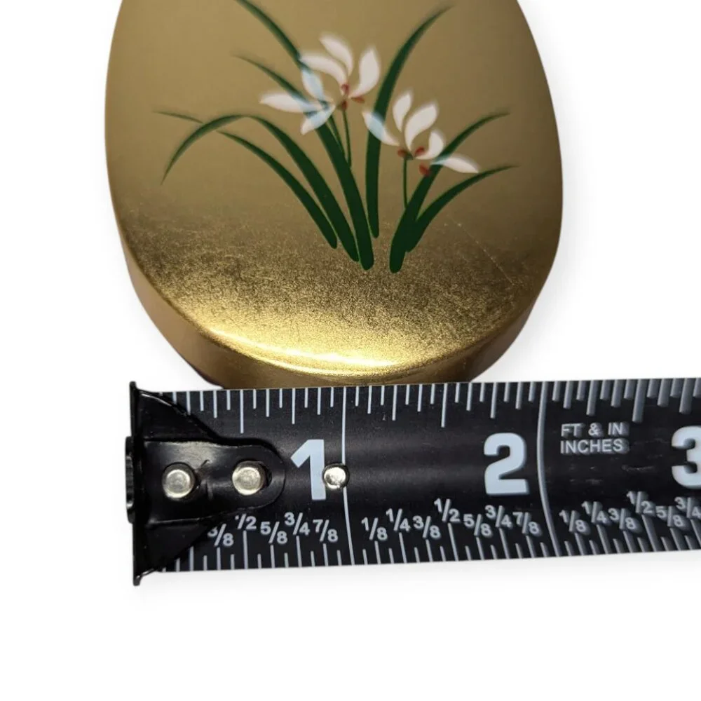 Japanese Gold Leaf Crafts Ran with Toothpick Western Gold Leaf Trinket Box NWT